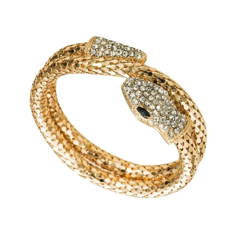 ZARA Gold Snake Wrap Bracelet Adjustable Cuff Statement Jewelry NWOT